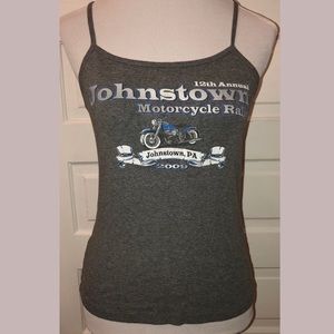 Women’s Gray Motorcycle Tank Top, Johnstown “Thunder in The Valley” 2009, Sz XXL
